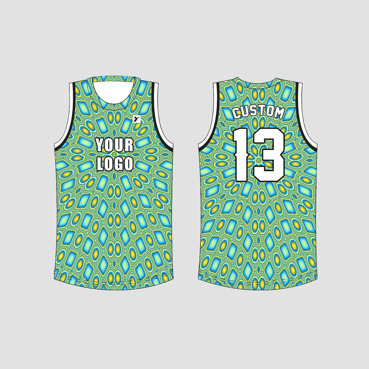 Aquamarine Trippy Kaleidoscope Custom EDM Laced Hockey/Basketball/Baseball Jerseys 2 Aquamarine Trippy Kaleidoscope Custom EDM Laced Hockey/Basketball/Baseball Jerseys - Image 2