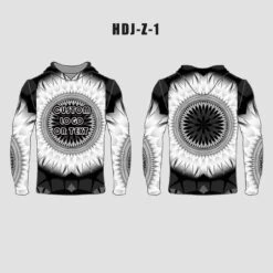 Black White Abstract Fractal Shape Custom EDM Rave Hoodie