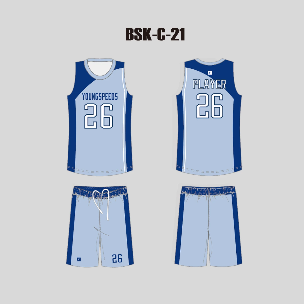 BSKX21 Blue Sublimated Custom Made Basketball Jerseys And Shorts 3 BSKX21 Blue Sublimated Custom Made Basketball Jerseys And Shorts - Image 3