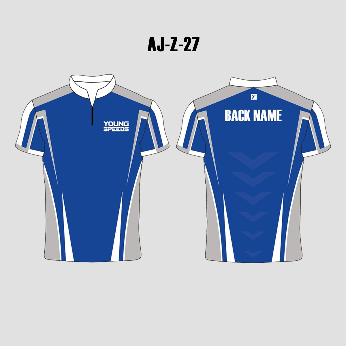 AJZ27 Blue Grey Zip Custom Archery Jerseys 3 AJZ27 Blue Grey Zip Custom Archery Jerseys - Image 3