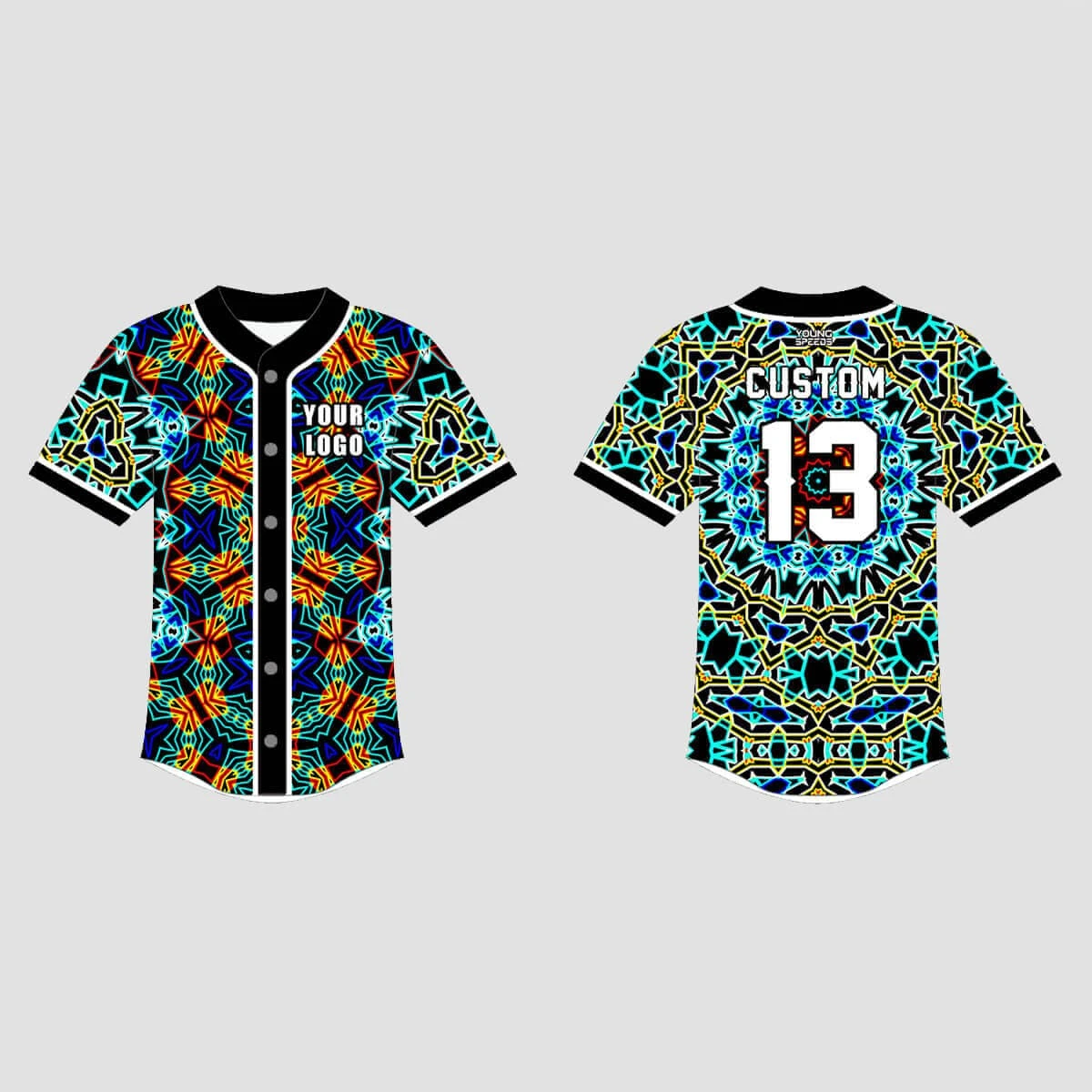Turquoise Kaleidoscope Abstract Fractal Custom EDM Hockey/Basketball/Baseball Jerseys 3 Turquoise Kaleidoscope Abstract Fractal Custom EDM Hockey/Basketball/Baseball Jerseys - Image 3