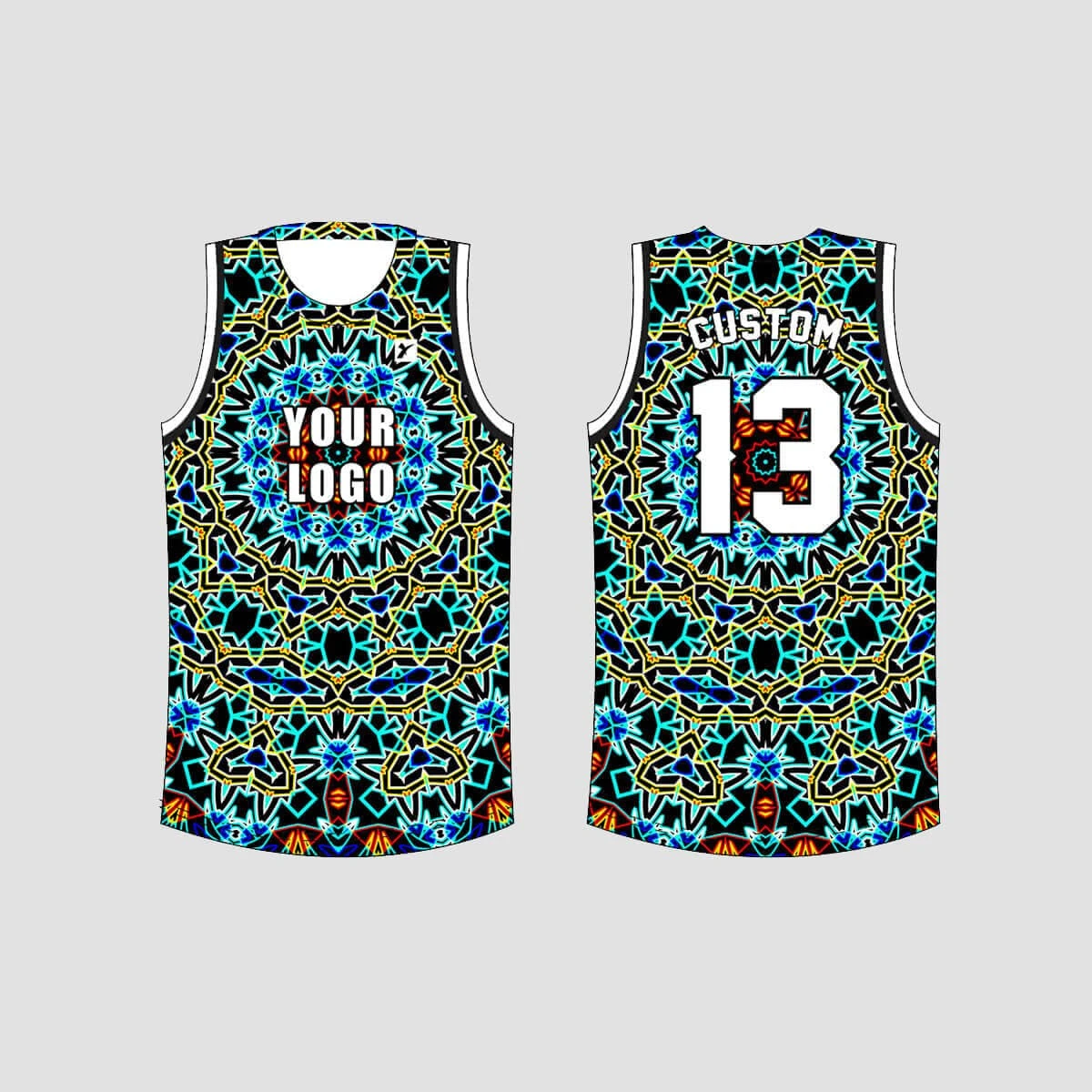 Turquoise Kaleidoscope Abstract Fractal Custom EDM Hockey/Basketball/Baseball Jerseys 2 Turquoise Kaleidoscope Abstract Fractal Custom EDM Hockey/Basketball/Baseball Jerseys - Image 2