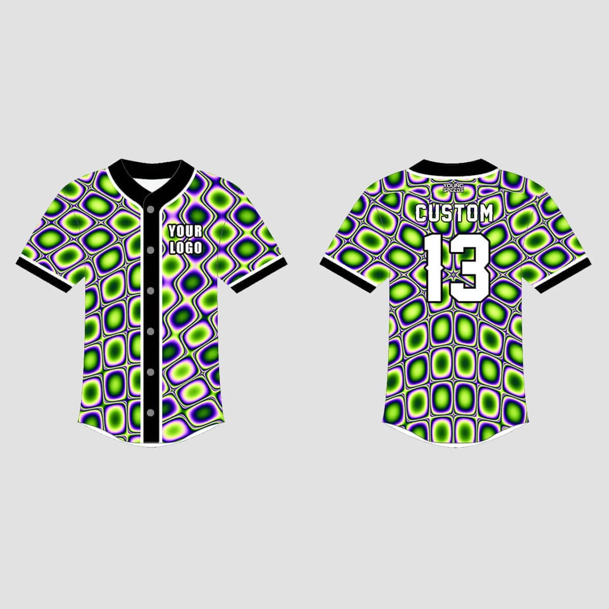 Neon Green Blue Abstract Pattern Custom EDM Laced Hockey/Basketball/Baseball Jerseys 3 Neon Green Blue Abstract Pattern Custom EDM Laced Hockey/Basketball/Baseball Jerseys - Image 3