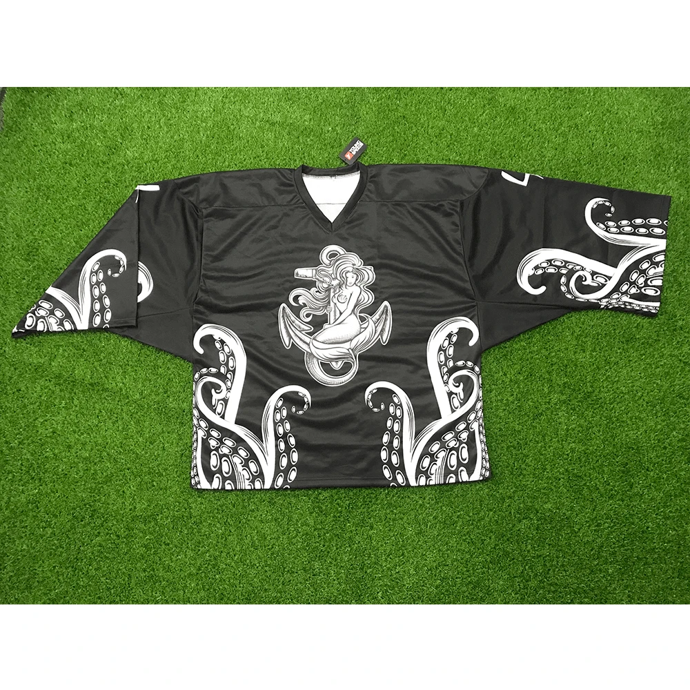 HJC168 Black And White Kraken Sublimated Custom Made Hockey Jerseys 4 HJC168 Black And White Kraken Sublimated Custom Made Hockey Jerseys - Image 4