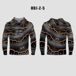 Gray Gold Trippy Fractal Funnel Pattern Custom EDM Rave Hoodie