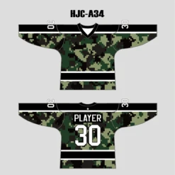 Green Pixel Army Camo Hockey Jerseys Custom Made -YoungSpeeds Shop A34
