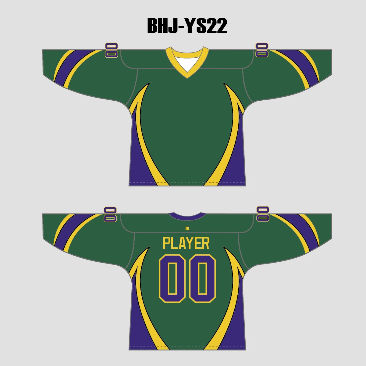 YS22 Green Gold Purple Sublimated Hockey Jerseys Custom Design 3 YS22 Green Gold Purple Sublimated Hockey Jerseys Custom Design - Image 3