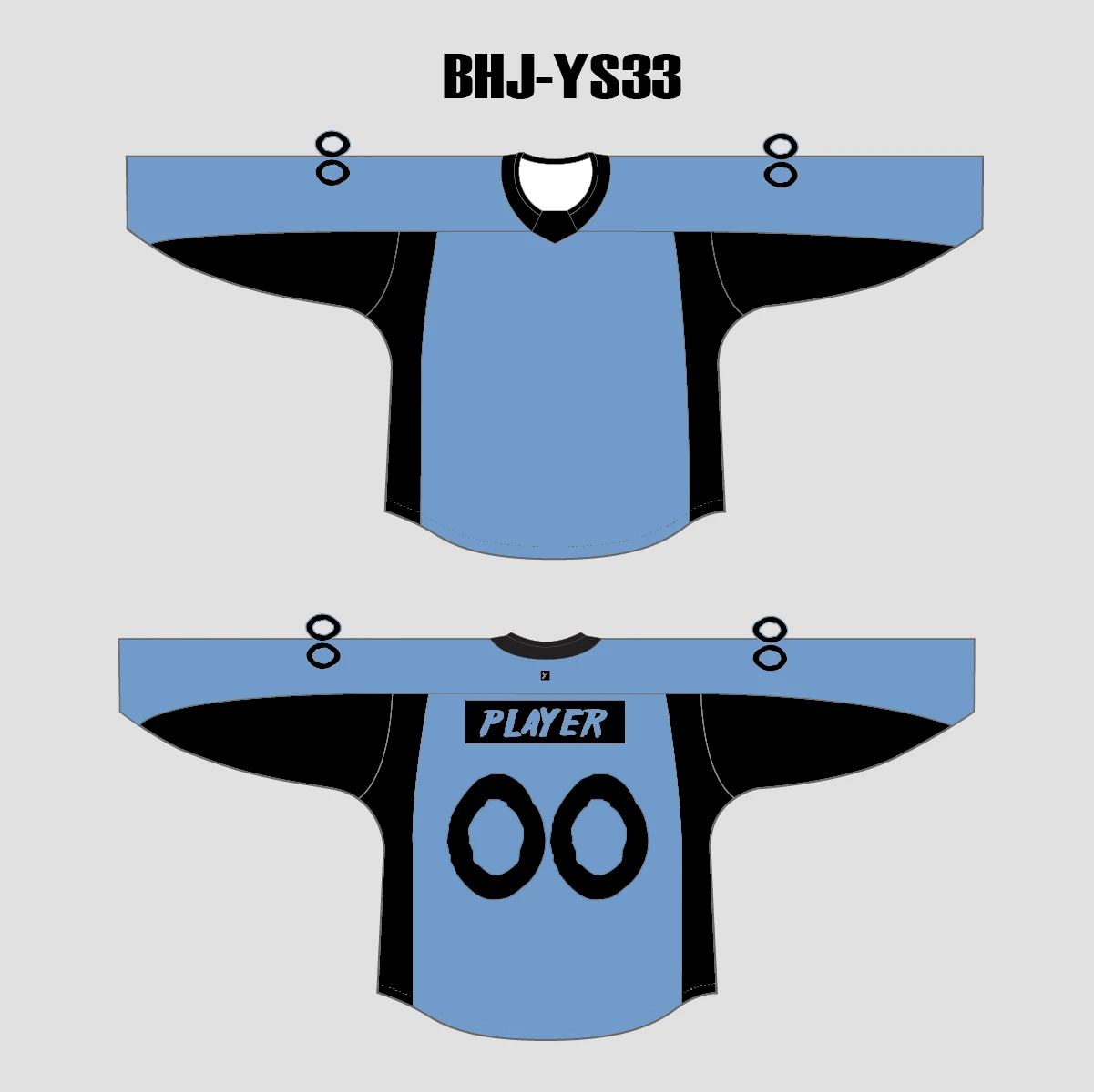YS33 Light Blue/Black Sublimated Custom Plain Hockey Jerseys 3 YS33 Light Blue/Black Sublimated Custom Plain Hockey Jerseys - Image 3