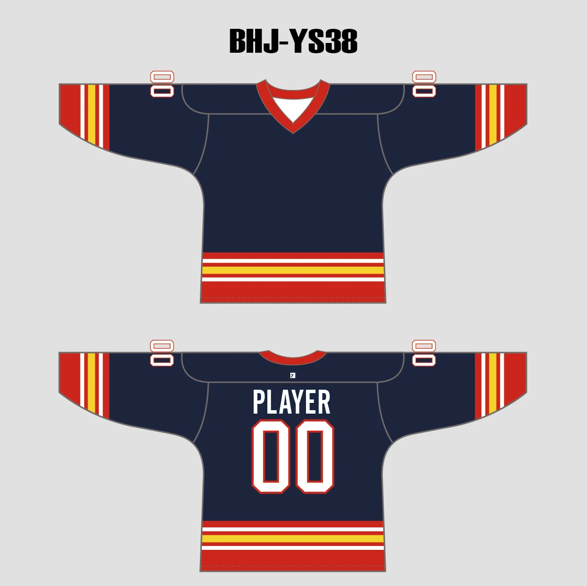 YS38 Navy/Red/Gold Custom Sublimated Plain Hockey Jerseys 3 YS38 Navy/Red/Gold Custom Sublimated Plain Hockey Jerseys - Image 3