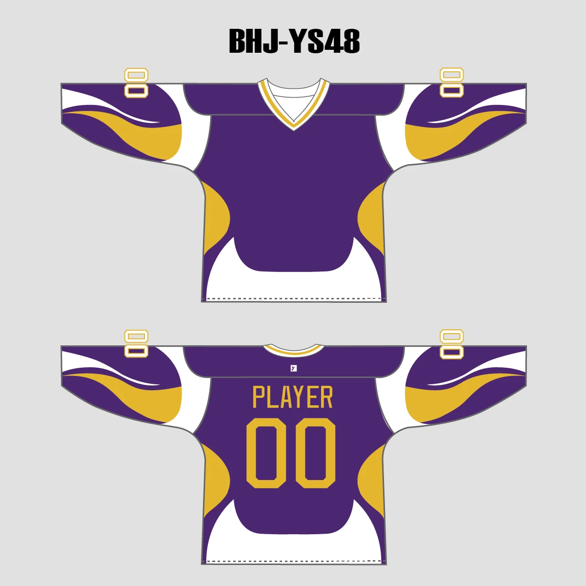 YS48 Purple/White/Gold Sublimated Ice Roller Hockey Jerseys Custom Design 3 YS48 Purple/White/Gold Sublimated Ice Roller Hockey Jerseys Custom Design - Image 3
