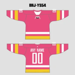 YS54 Pink/Gold/White Custom Blank Hockey Jerseys With Laces -YoungSpeeds Shop BHJ YS54