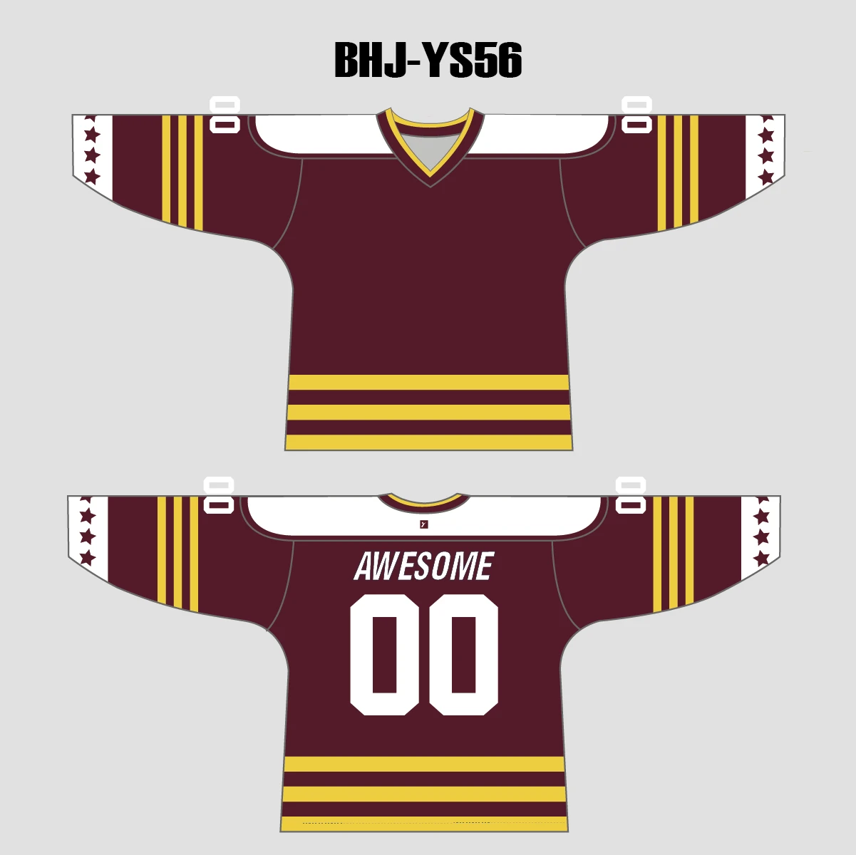 YS56 Maroon/Gold/White Custom Ice Roller Hockey Jerseys Design 3 YS56 Maroon/Gold/White Custom Ice Roller Hockey Jerseys Design - Image 3