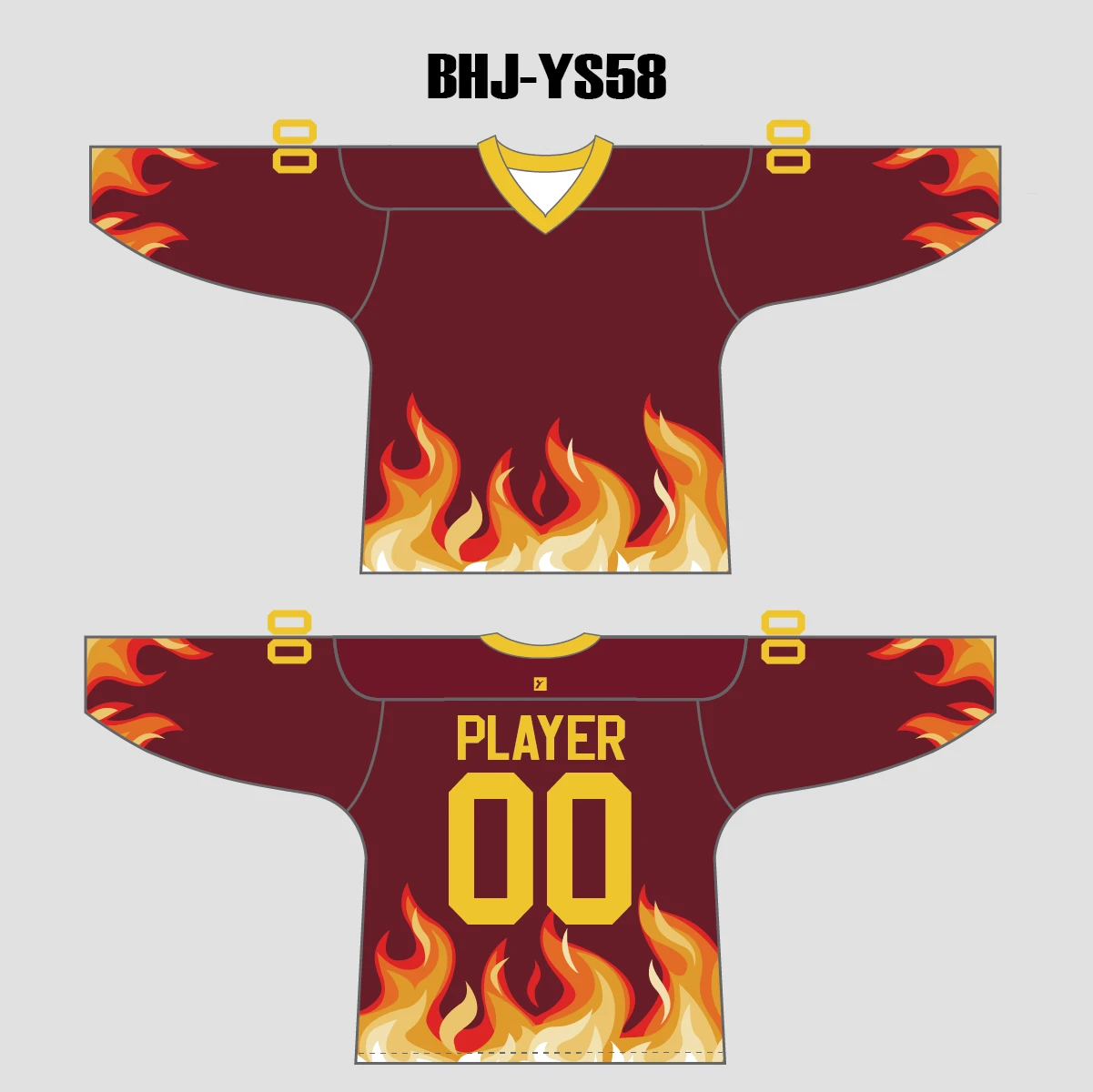 YS58 Maroon/Gold Sublimated Custom Hockey Jerseys Design 3 YS58 Maroon/Gold Sublimated Custom Hockey Jerseys Design - Image 3