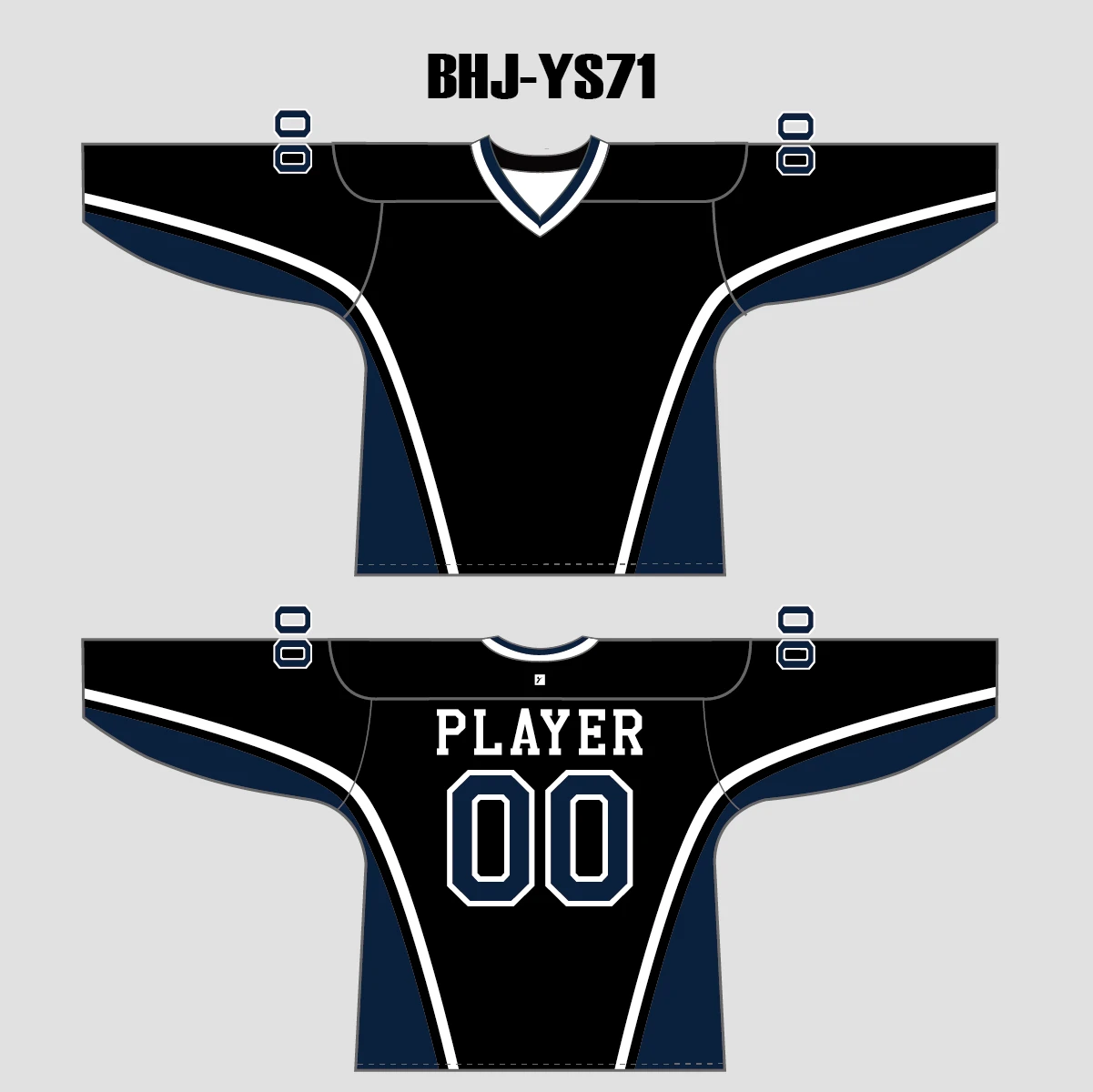 YS71 Black/Navy Sublimated Custom Ice Roller Hockey Jerseys 3 YS71 Black/Navy Sublimated Custom Ice Roller Hockey Jerseys - Image 3