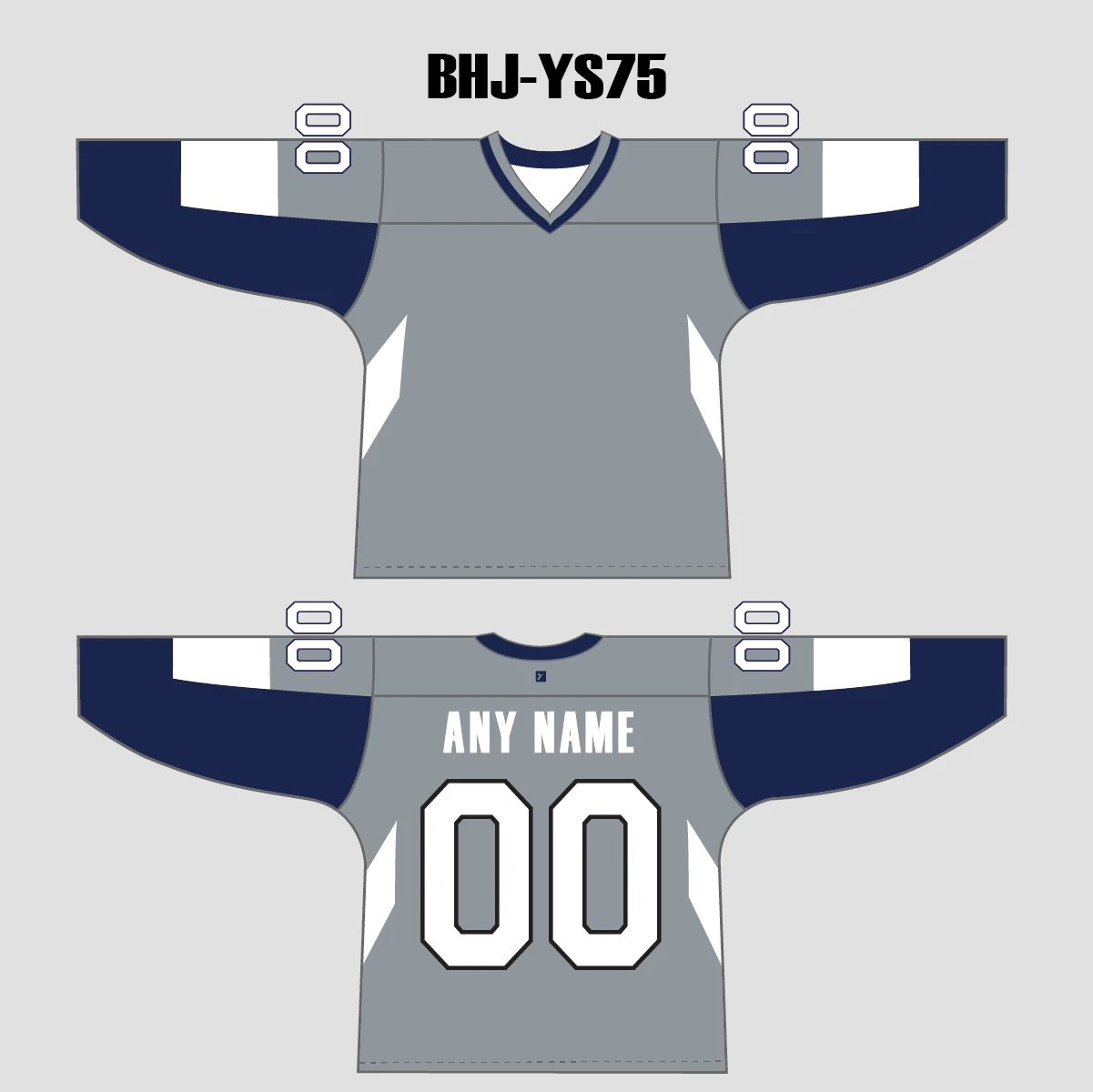 YS75 Grey/Navy/White Custom Ice Roller Blank Hockey Jerseys 3 YS75 Grey/Navy/White Custom Ice Roller Blank Hockey Jerseys - Image 3