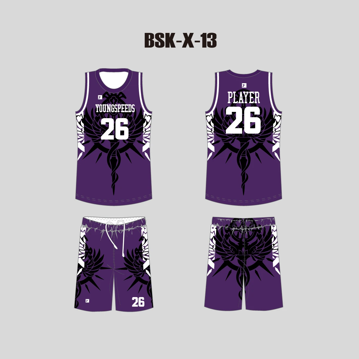 BSKX13 Purple Sublimation Personalized Cool Basketball Uniforms 3 BSKX13 Purple Sublimation Personalized Cool Basketball Uniforms - Image 3