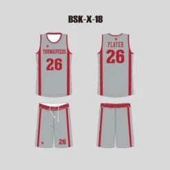 BSKX18 Gray Stripe Red Sublimated Custom Basketball Uniforms -YoungSpeeds Shop BSK X 18