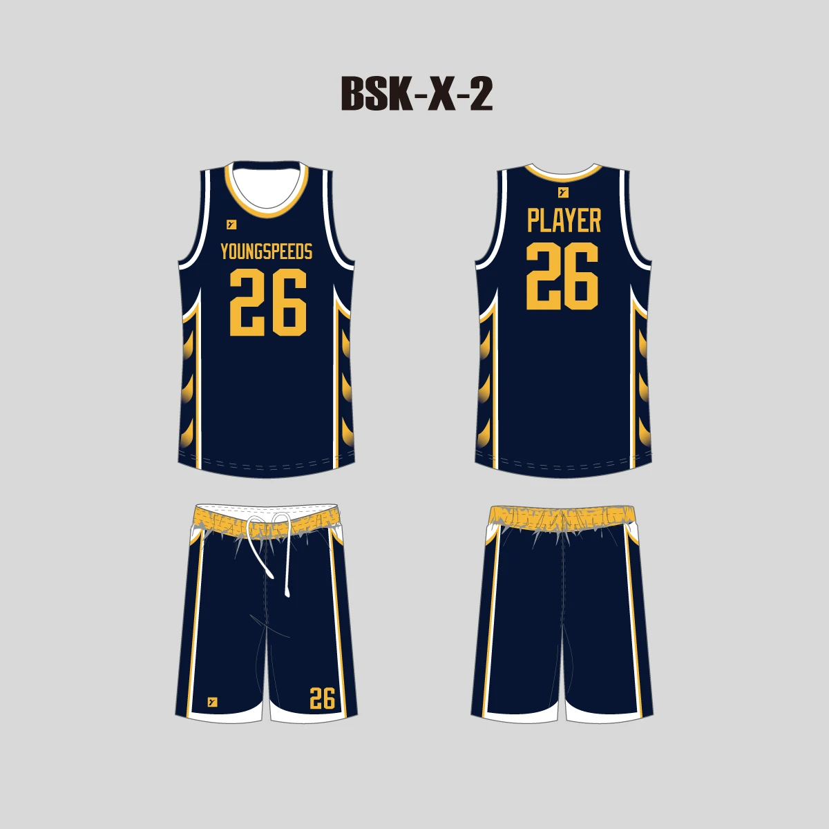BSKX2 Navy Sublimated Custom Basketball Team Uniforms 3 BSKX2 Navy Sublimated Custom Basketball Team Uniforms - Image 3