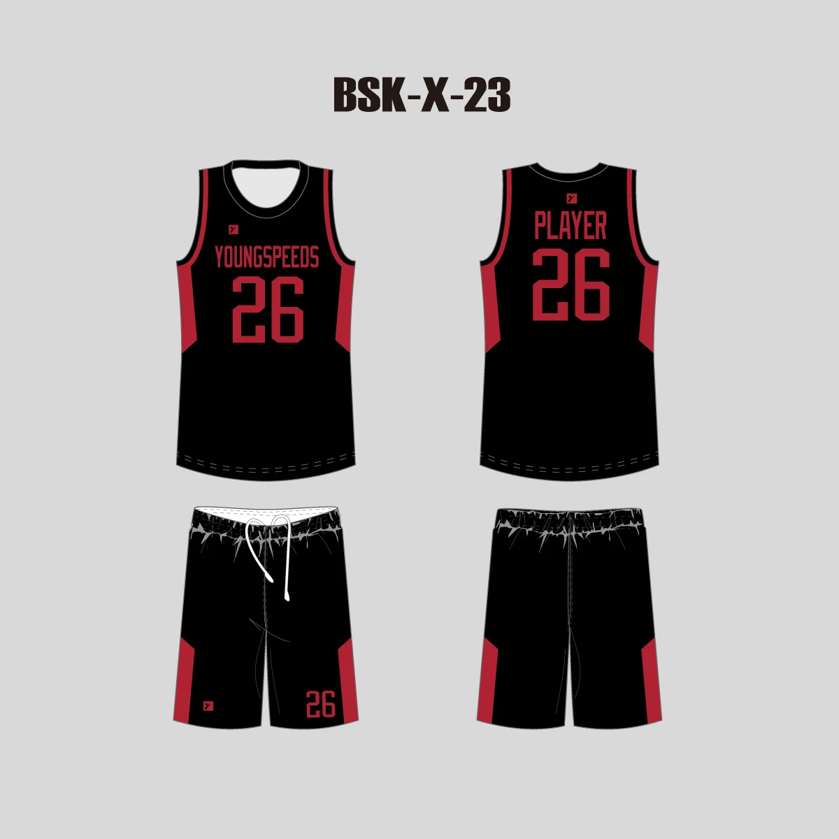 BSKX23 Black Red Custom Sublimated Basketball Uniforms 3 BSKX23 Black Red Custom Sublimated Basketball Uniforms - Image 3