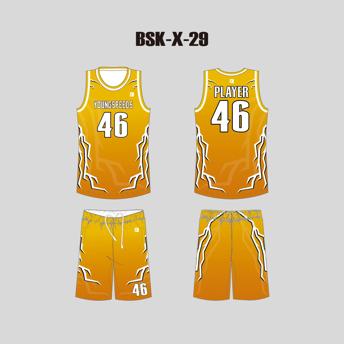 BSKX29 Lightning Gold Sublimated Custom Cool Basketball Jerseys Shorts 3 BSKX29 Lightning Gold Sublimated Custom Cool Basketball Jerseys Shorts - Image 3