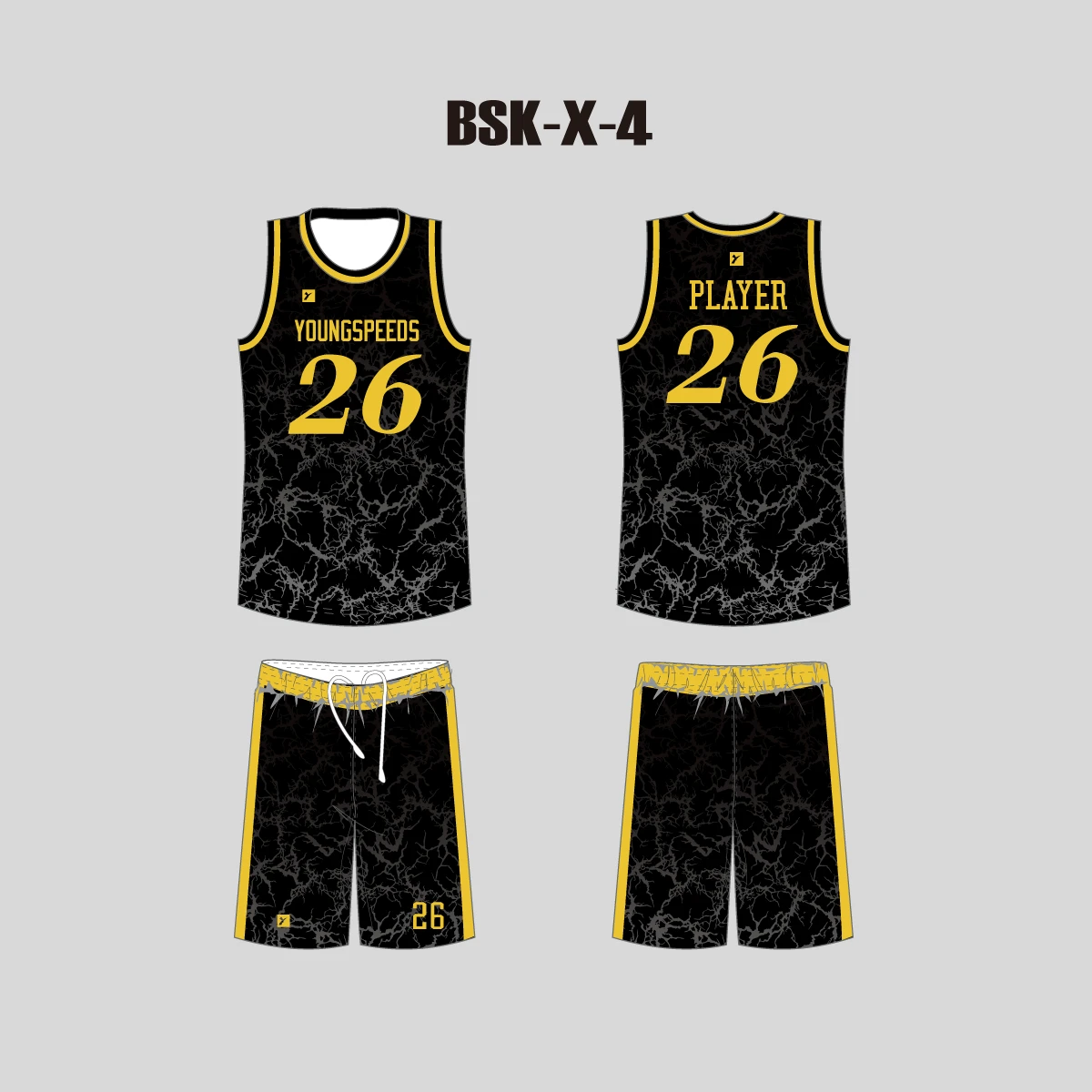 BSKX4 Black Crack Personalized Basketball Jerseys And Shorts 3 BSKX4 Black Crack Personalized Basketball Jerseys And Shorts - Image 3