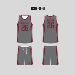 BSKX6 Red Gray Custom Mens Womens Basketball Uniforms -YoungSpeeds Shop BSK X 6