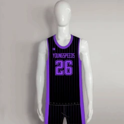 BSKX12 Purple Pinstripe Custom Plain Basketball Jerseys And Shorts