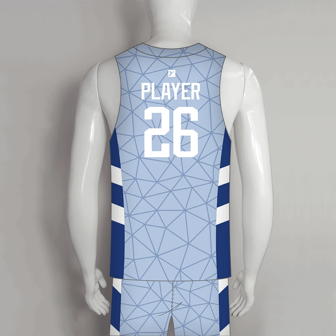 BSKX17 Blue Geometric Pattern Custom Sublimation Basketball Jerseys And Shorts 2 BSKX17 Blue Geometric Pattern Custom Sublimation Basketball Jerseys And Shorts - Image 2