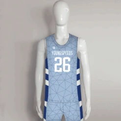 BSKX17 Blue Geometric Pattern Custom Sublimation Basketball Jerseys And Shorts
