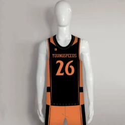 BSKX19 Plain Black Sublimated Custom Boys Girls Basketball Uniforms