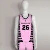 BSKX25 Pink Black Sublimated Custom Team Basketball Jerseys Shorts