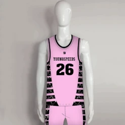 BSKX25 Pink Black Sublimated Custom Team Basketball Jerseys Shorts