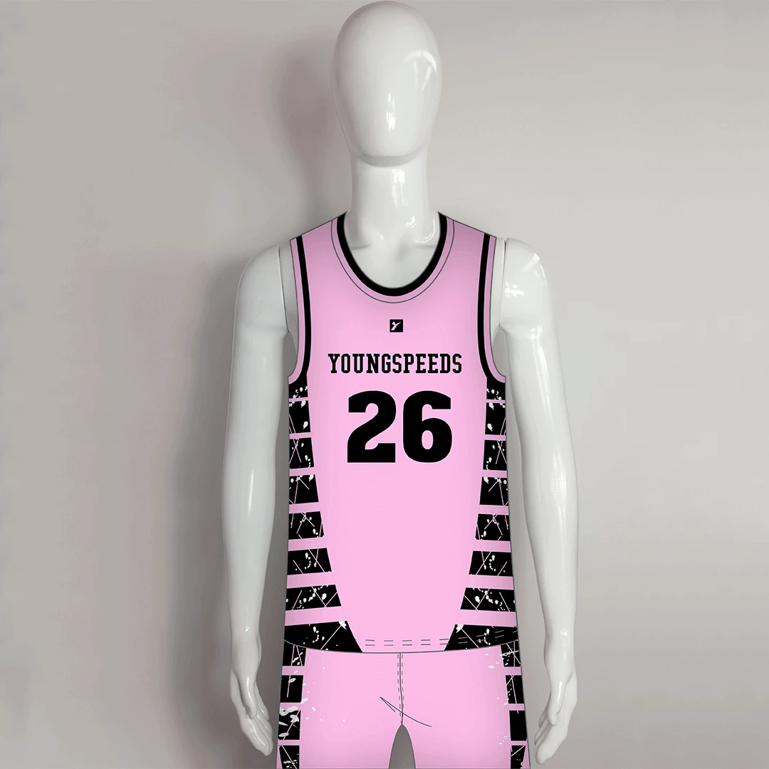 BSKX25 Pink Black Sublimated Custom Team Basketball Jerseys Shorts 1 BSKX25 Pink Black Sublimated Custom Team Basketball Jerseys Shorts
