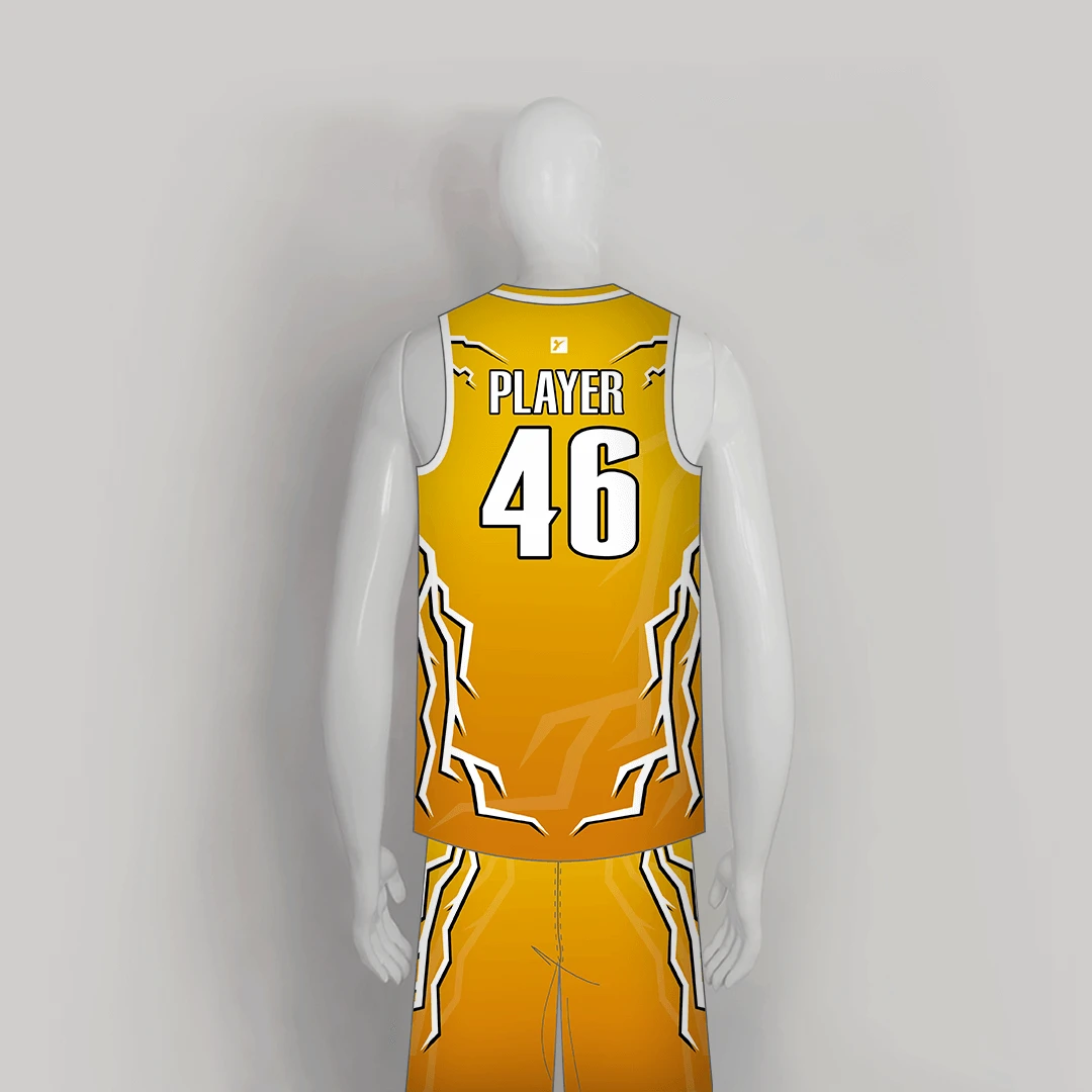 BSKX29 Lightning Gold Sublimated Custom Cool Basketball Jerseys Shorts 2 BSKX29 Lightning Gold Sublimated Custom Cool Basketball Jerseys Shorts - Image 2