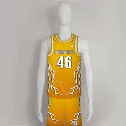 BSKX29 Lightning Gold Sublimated Custom Cool Basketball Jerseys Shorts