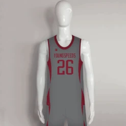 BSKX6 Red Gray Custom Mens Womens Basketball Uniforms