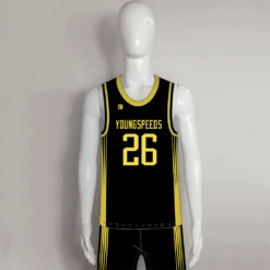 BSKX7 Yellow Sublimated Plain Custom Kids Basketball Uniforms