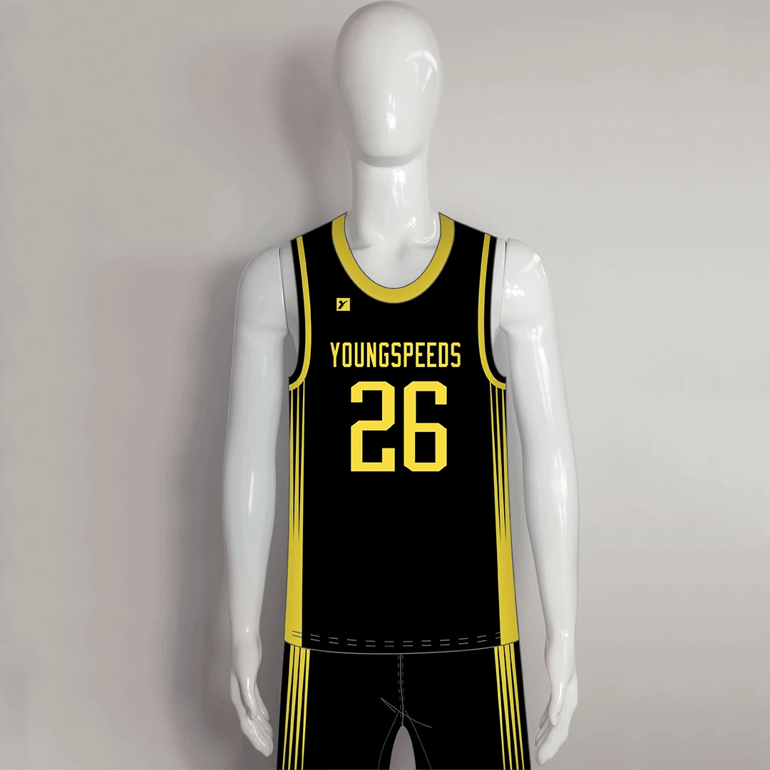BSKX7 Yellow Sublimated Plain Custom Kids Basketball Uniforms 1 BSKX7 Yellow Sublimated Plain Custom Kids Basketball Uniforms