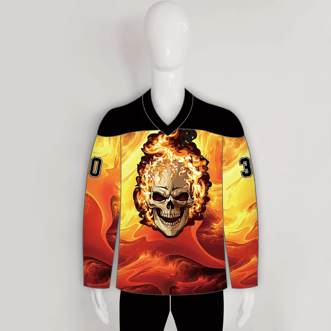HJC152 Fire Skull Head Custom Sublimated Hockey Jerseys 1 HJC152 Fire Skull Head Custom Sublimated Hockey Jerseys