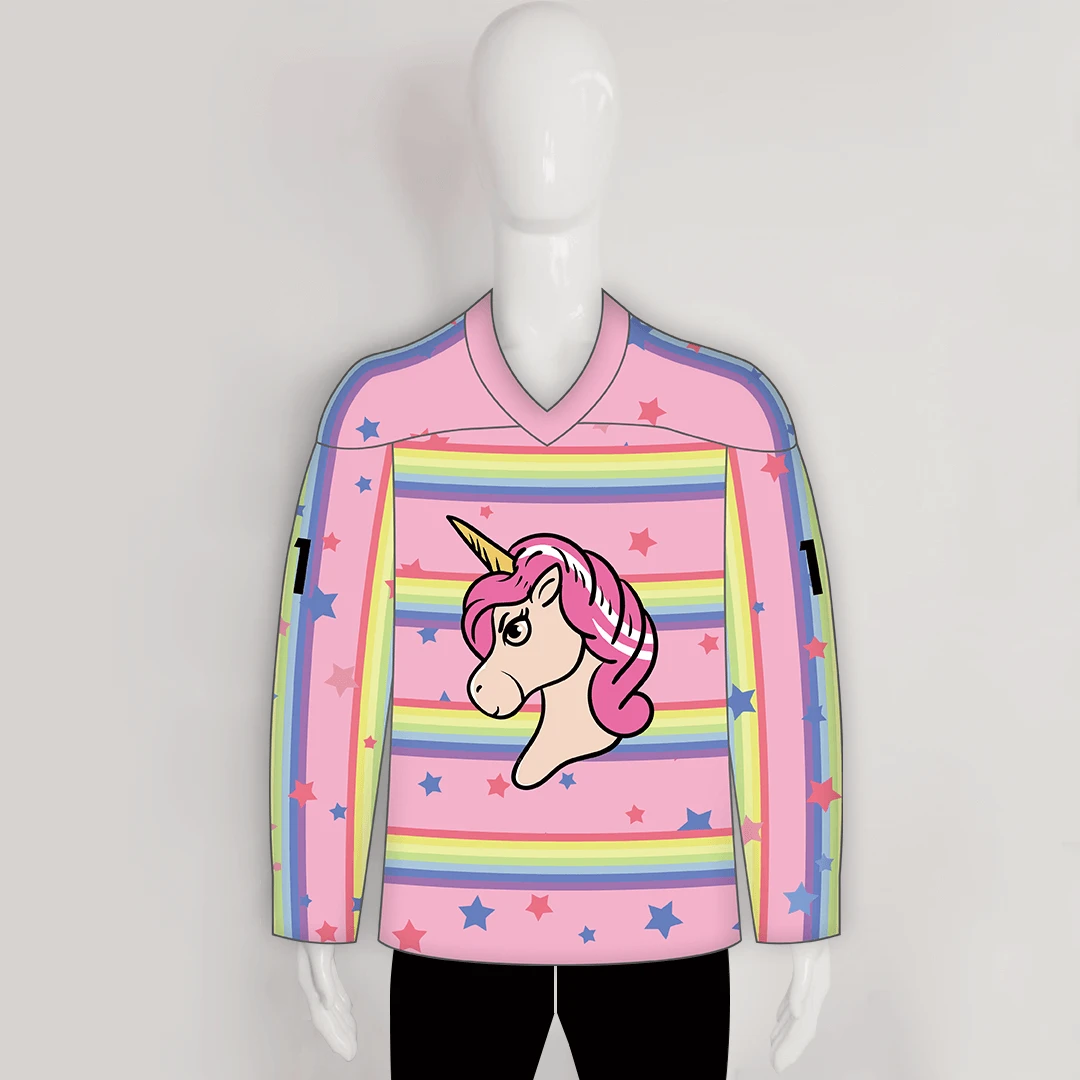 HJC162 Pink Unicorn Sublimated Custom Hockey Jerseys 1 HJC162 Pink Unicorn Sublimated Custom Hockey Jerseys