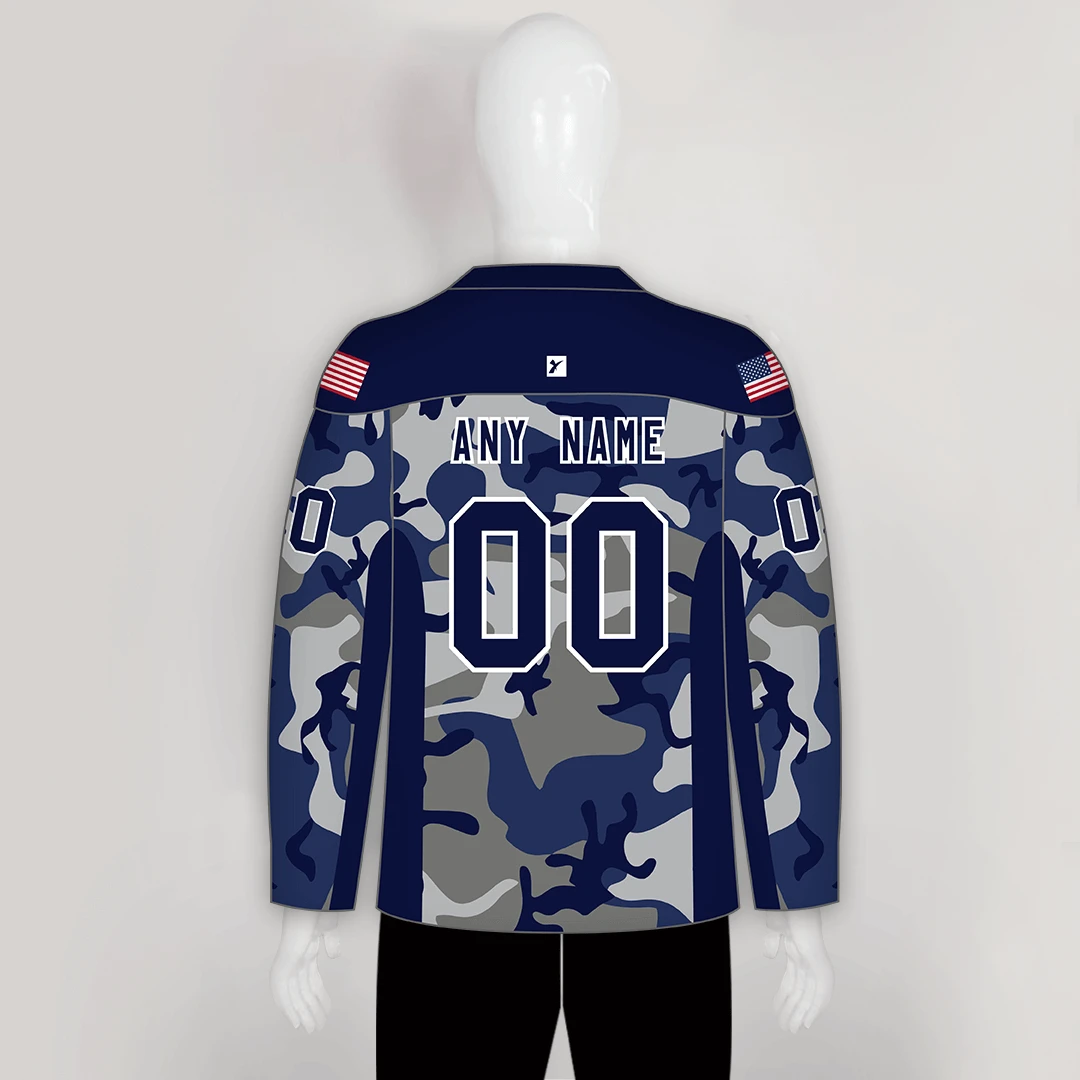 HJC166 Navy Camo Sublimated Custom Made Hockey Jerseys 2 HJC166 Navy Camo Sublimated Custom Made Hockey Jerseys - Image 2