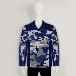 HJC166 Navy Camo Sublimated Custom Made Hockey Jerseys