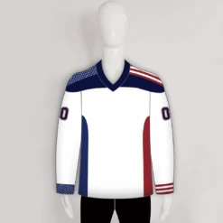 HJC167 Patriotic White Sublimated Custom Made Hockey Jerseys