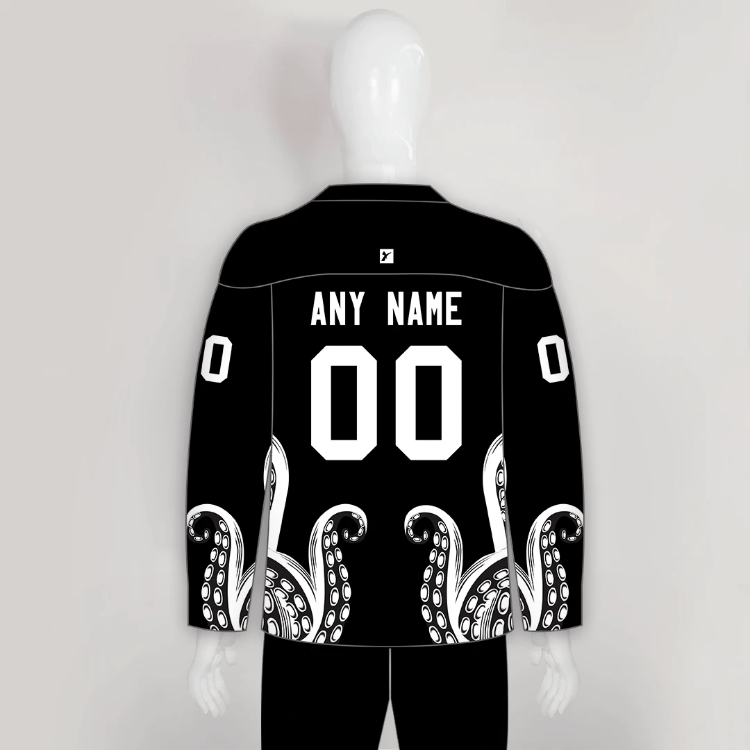 HJC168 Black And White Kraken Sublimated Custom Made Hockey Jerseys 2 HJC168 Black And White Kraken Sublimated Custom Made Hockey Jerseys - Image 2