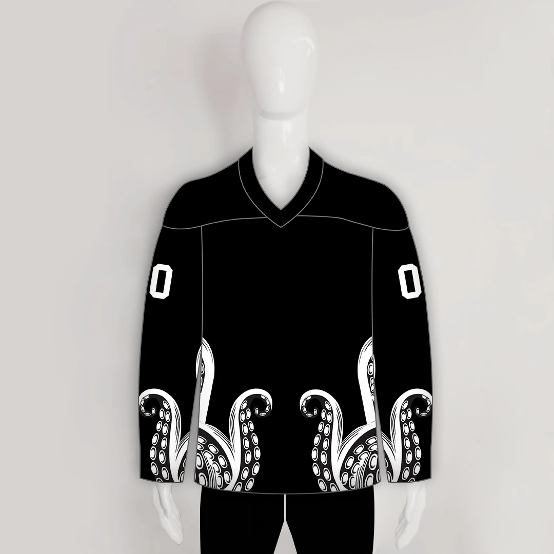 HJC168 Black And White Kraken Sublimated Custom Made Hockey Jerseys 1 HJC168 Black And White Kraken Sublimated Custom Made Hockey Jerseys