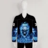 HJC174 Blue Blazer Skull Custom Sublimated Hockey Jerseys