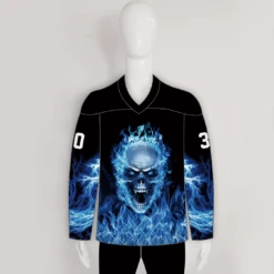 HJC174 Blue Blazer Skull Custom Sublimated Hockey Jerseys