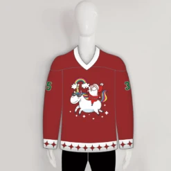 HJD1 Santa Riding Unicorn Funny Custom Hockey Jerseys