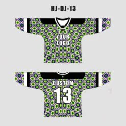 Neon Green Blue Abstract Pattern Custom EDM Laced Hockey/Basketball/Baseball Jerseys