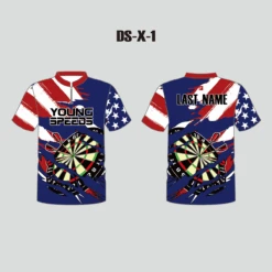 DSX1 Patriotic Distressed Dartboard Sublimated Custom Darts Shirts -YoungSpeeds Shop DS X 1
